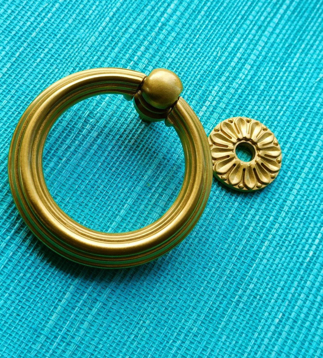 Edwardian style gold brass cabinet Pull/Antique style door handle/Ring pull door knob/Brass furniture hardware/decorative gold drawer pull