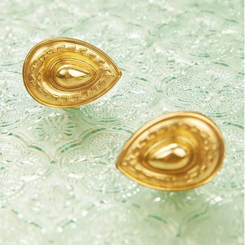 Brass art deco door knobs/retro cabinet pull/vintage brass door handle/mid century modern drawer handle/tear drop door knob/classic hardware