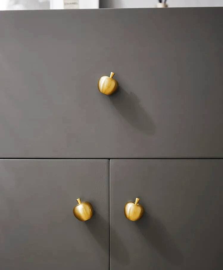 Golden pear cabinet pull/Gold brass pear door knob/Autumn theme decor/Brass drawer handle/home improvement/Gold pear door handle/Fruit knob