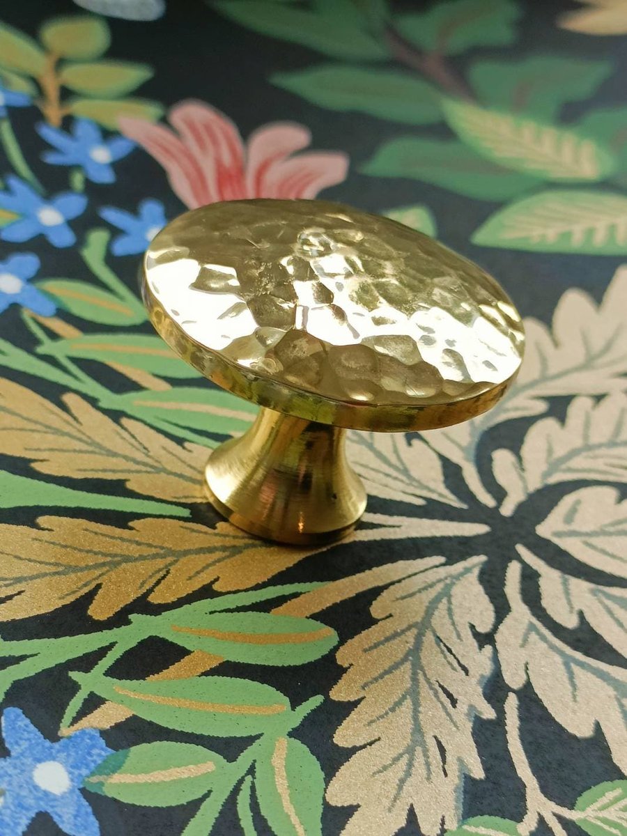 Round shiny hammered brass drawer handle/Textured gold brass cabinet pull/Brass kitchen renovation hardware/Shiny gold brass door knob