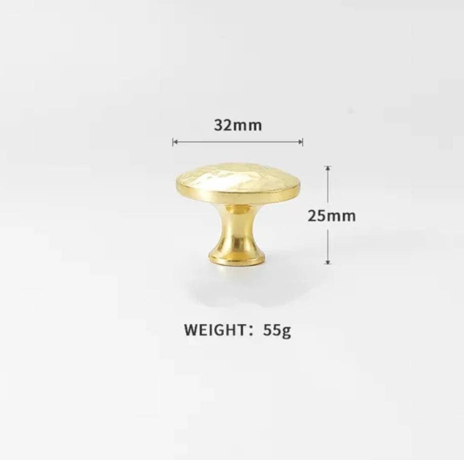 Round shiny hammered brass drawer handle/Textured gold brass cabinet pull/Brass kitchen renovation hardware/Shiny gold brass door knob
