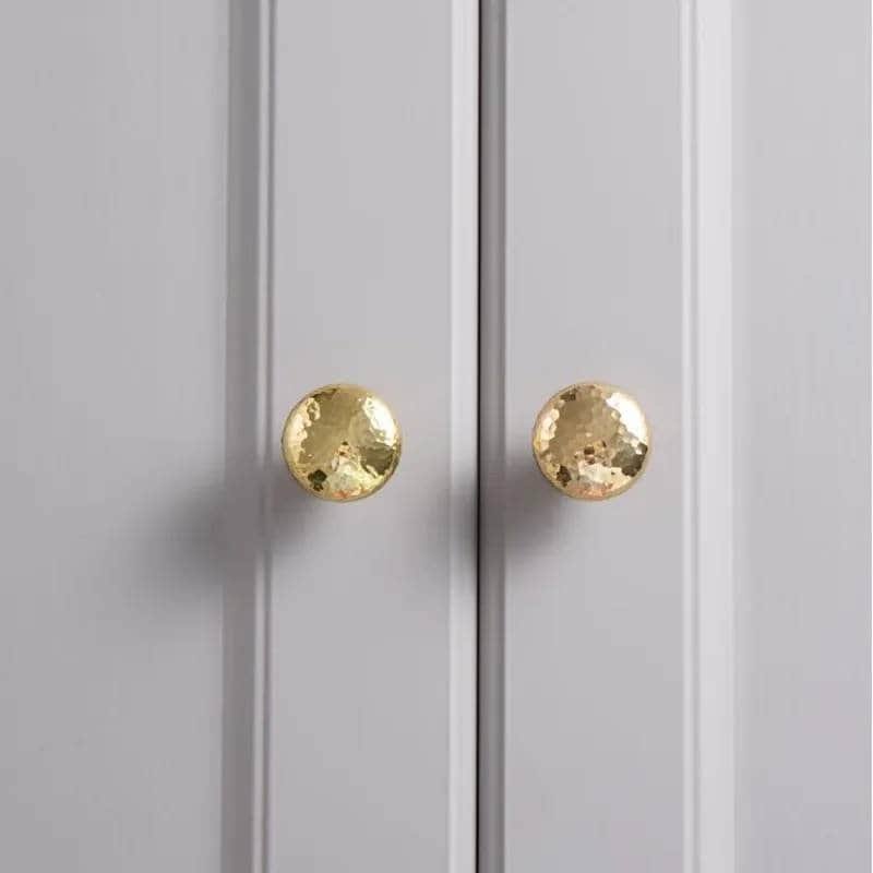 Round shiny hammered brass drawer handle/Textured gold brass cabinet pull/Brass kitchen renovation hardware/Shiny gold brass door knob