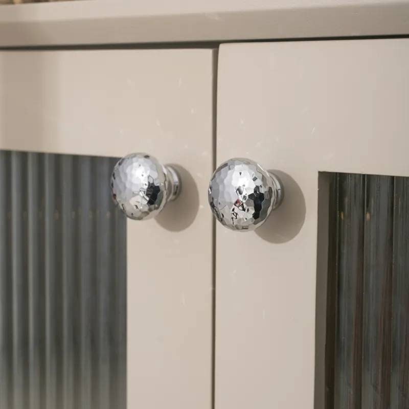 Round shiny silver hammered brass cabinet handle/Glittery silver drawer knob/Polished textured door handle/Solid brass furniture hardware