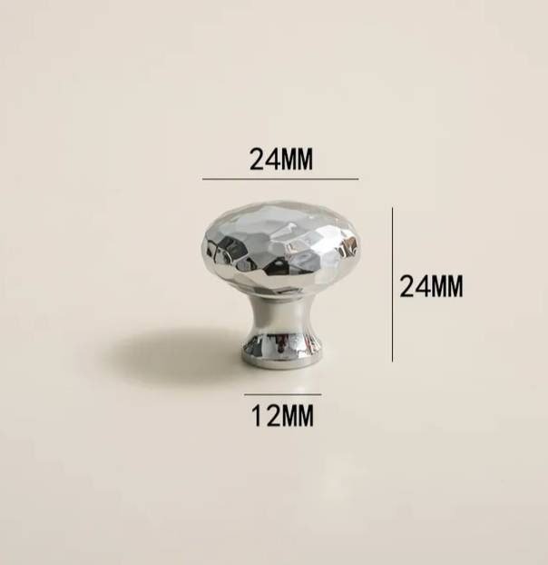 Round shiny silver hammered brass cabinet handle/Glittery silver drawer knob/Polished textured door handle/Solid brass furniture hardware