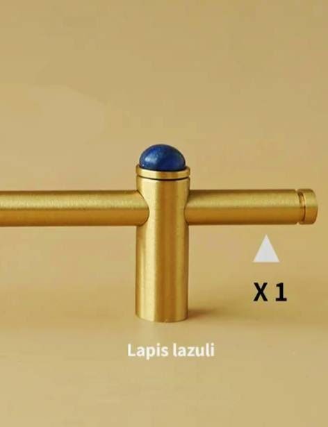 Gold brass and gemstone stud bar handle/Brass and stone drawer pull/Brass hardware for kitchen, bathroom or bedroom/Wardrobe door handle