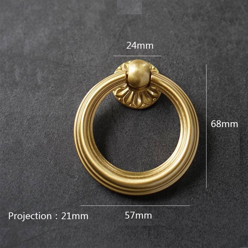 Edwardian style gold brass cabinet Pull/Antique style door handle/Ring pull door knob/Brass furniture hardware/decorative gold drawer pull