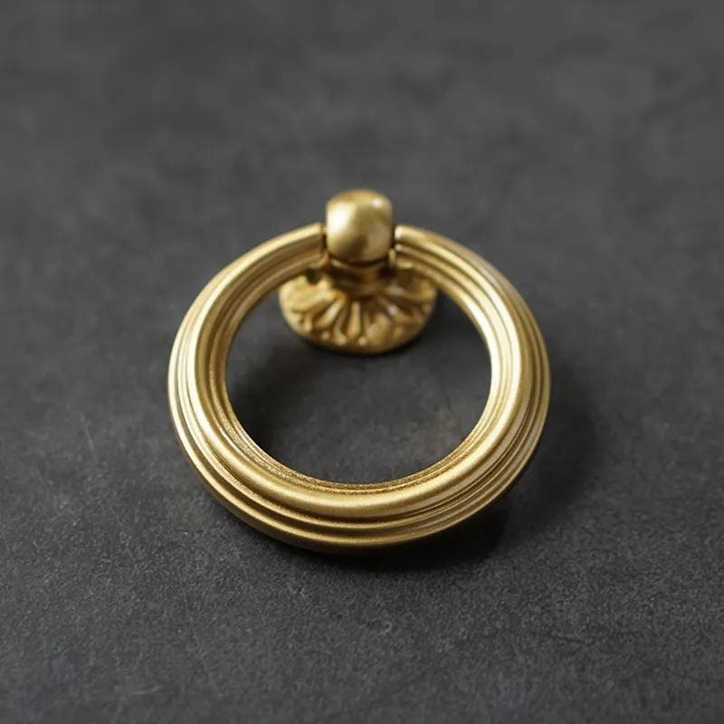 Edwardian style gold brass cabinet Pull/Antique style door handle/Ring pull door knob/Brass furniture hardware/decorative gold drawer pull