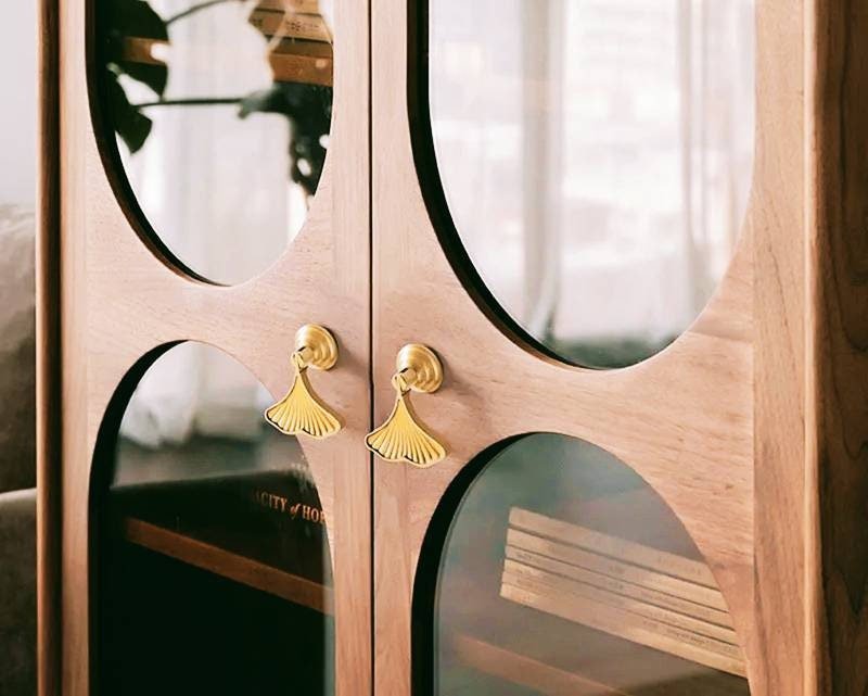 Shiny gold ginkgo drop leaf drawer handle/leaf shaped cabinet pull/gold leaf drawer pull/gold furniture hardware/gold cabinet door handle