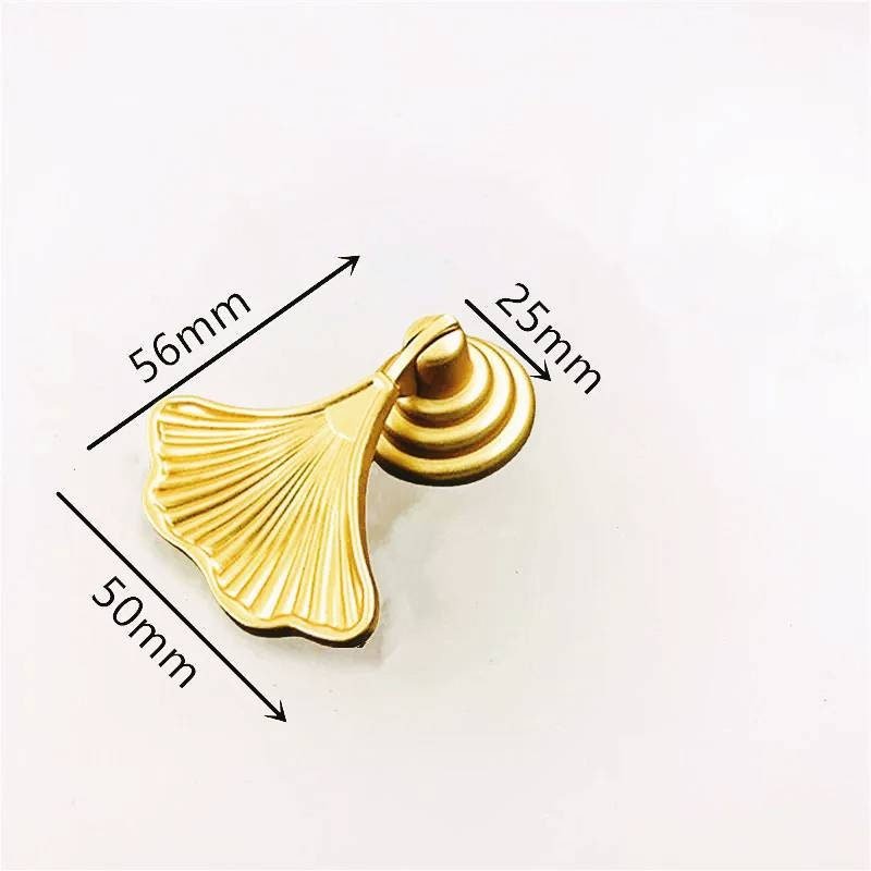 Shiny gold ginkgo drop leaf drawer handle/leaf shaped cabinet pull/gold leaf drawer pull/gold furniture hardware/gold cabinet door handle