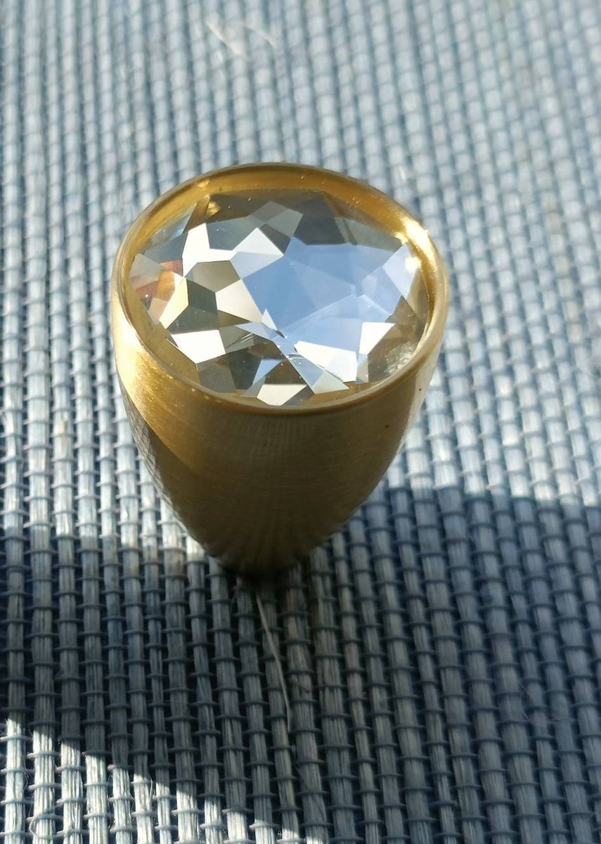 Sparkly green or clear glass crystal and brass cabinet pull/Glittery cone shape door handle/Small crystal drawer knob/Crystal drawer handle