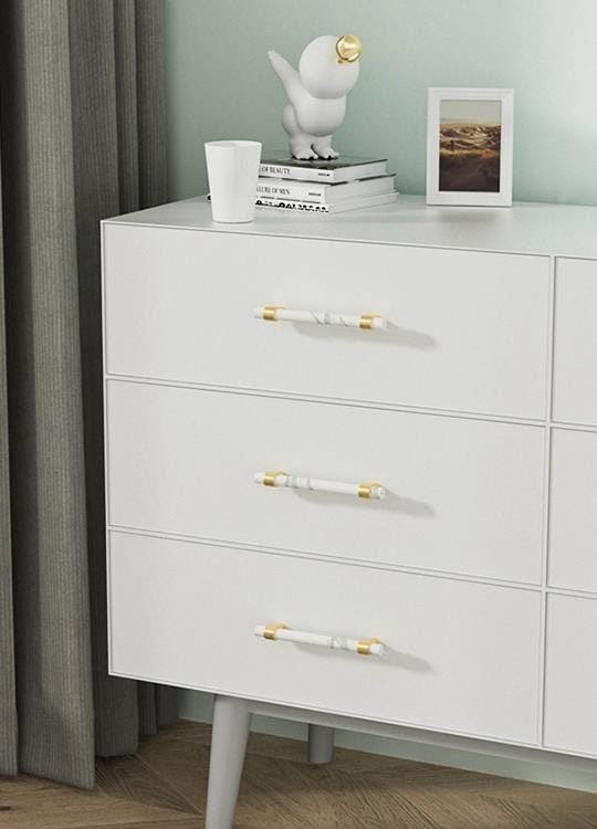 White and grey Calcutta marble cabinet pull handle/white marble and brass drawer pull/white marble door handle/marble furniture hardware