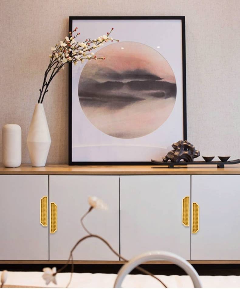 Geometric gold brass cabinet pull/Textured brass drawer pull/Modern style door handle/ furniture hardware/kitchen handles/home improvement