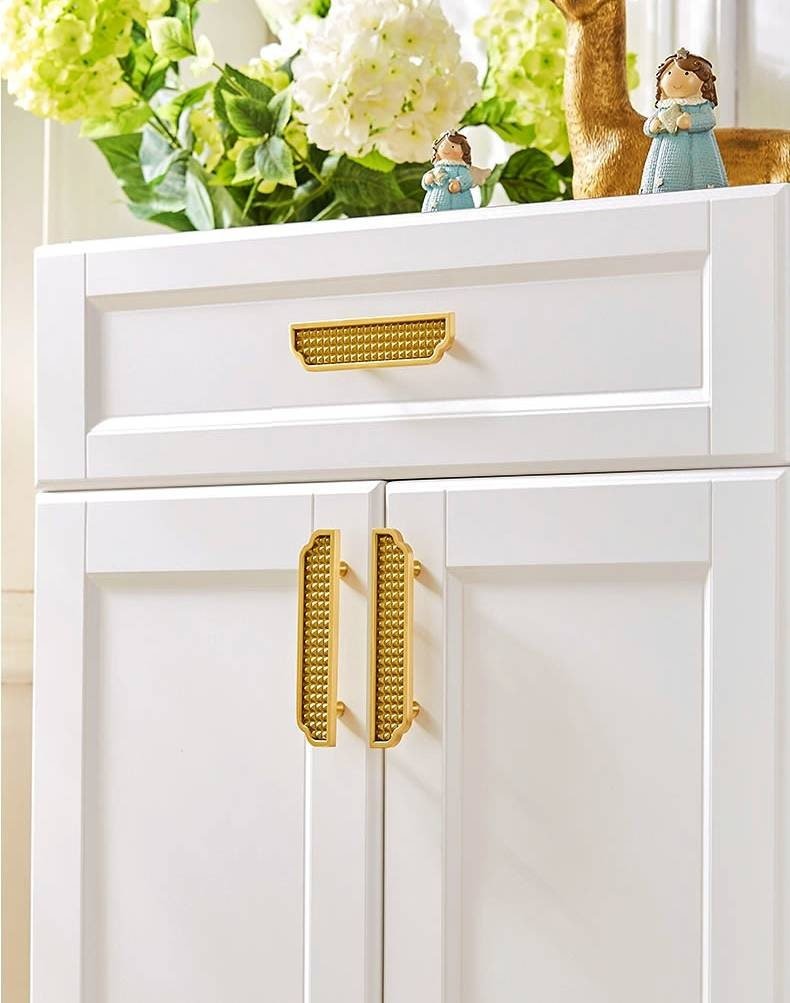 Geometric gold brass cabinet pull/Textured brass drawer pull/Modern style door handle/ furniture hardware/kitchen handles/home improvement