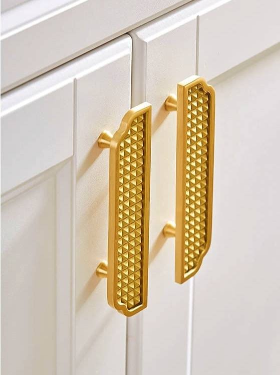 Geometric gold brass cabinet pull/Textured brass drawer pull/Modern style door handle/ furniture hardware/kitchen handles/home improvement