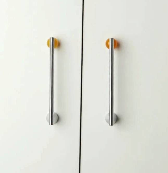 Silver geometric bar handle for kitchen bedroom or bathroom makeover/mid century drawer pull/bright coloured door furniture/stone door knob