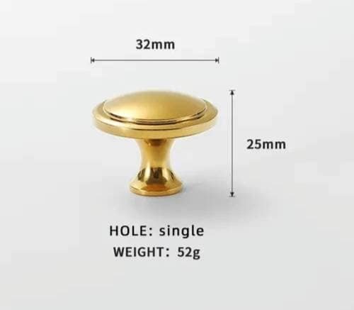Classic shaped brass button door handle/round gold or silver cabinet pull/metal furniture hardware/round brass drawer knob/Brass door knob