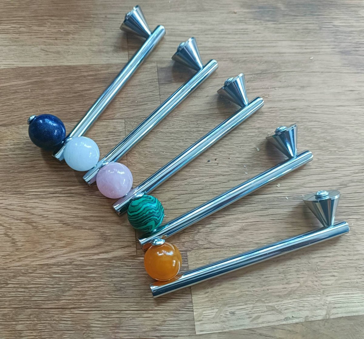 Silver geometric bar handle for kitchen bedroom or bathroom makeover/mid century drawer pull/bright coloured door furniture/stone door knob