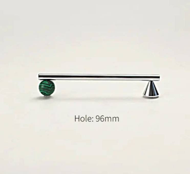 Silver geometric bar handle for kitchen bedroom or bathroom makeover/mid century drawer pull/bright coloured door furniture/stone door knob