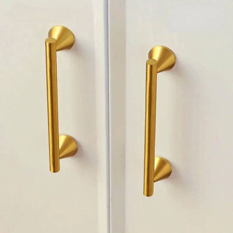 Gold brass retro shaped cabinet bar handles/Geometric Cabinet Pull/Modern gold door handle/Brass furniture hardware/Kitchen drawer handle