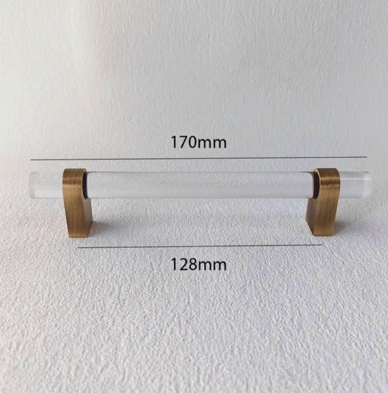 Clear lucite cabinet bar pull handle with bronze fixings /Transparent acrylic drawer handle/lucite furniture hardware with bronze fixings