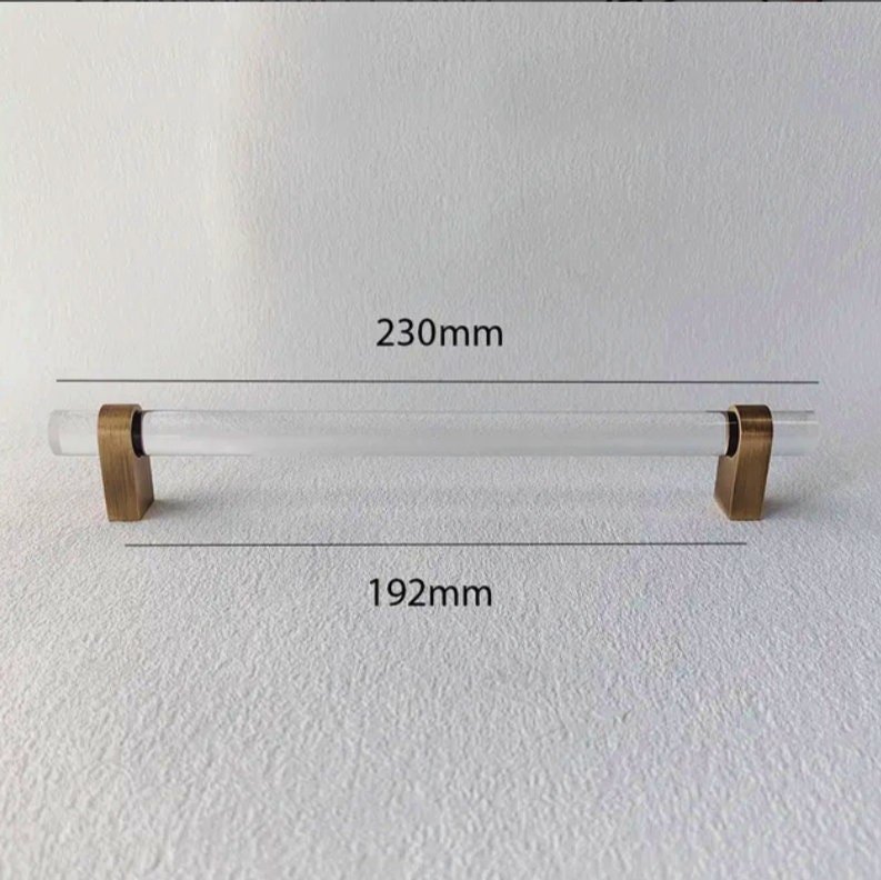 Clear lucite cabinet bar pull handle with bronze fixings /Transparent acrylic drawer handle/lucite furniture hardware with bronze fixings