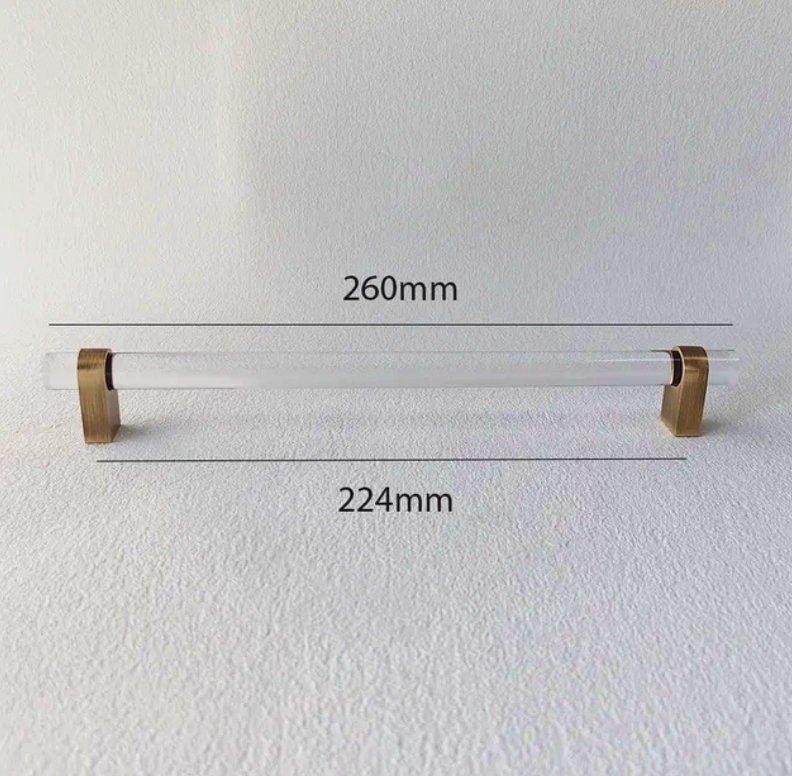 Clear lucite cabinet bar pull handle with bronze fixings /Transparent acrylic drawer handle/lucite furniture hardware with bronze fixings