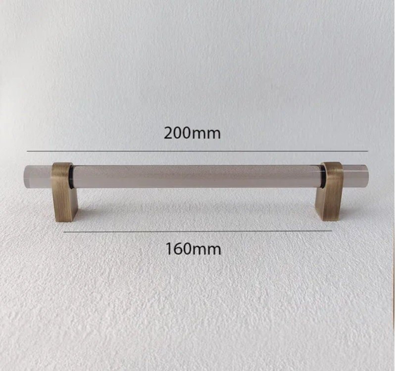 Smoke grey lucite cabinet bar pull handle with bronze fixings/Gray acrylic drawer handle/Grey lucite furniture hardware with bronze fixings
