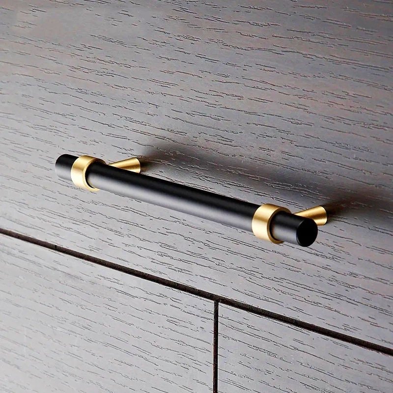 Matte black and gold brass cabinet bar handle/Black and gold drawer pull/Matte black and gold door handle/Black and Gold furniture hardware