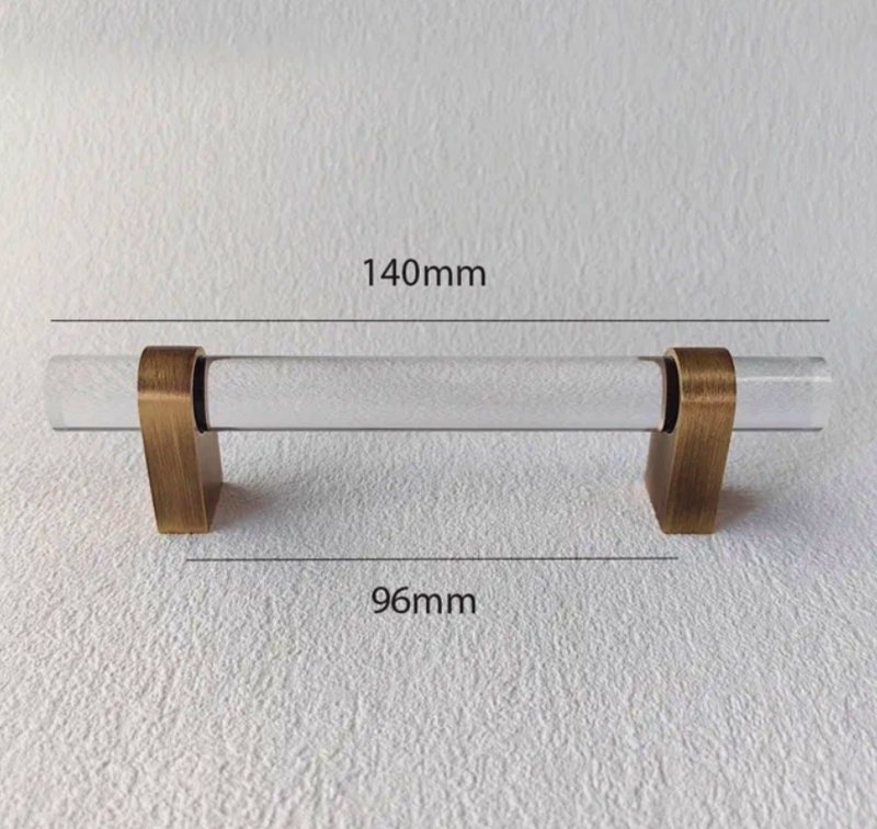 Clear lucite cabinet bar pull handle with bronze fixings /Transparent acrylic drawer handle/lucite furniture hardware with bronze fixings