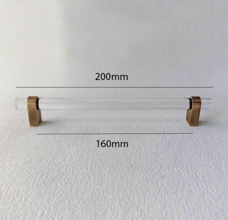 Clear lucite cabinet bar pull handle with bronze fixings /Transparent acrylic drawer handle/lucite furniture hardware with bronze fixings