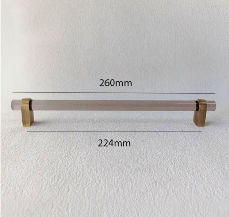 Smoke grey lucite cabinet bar pull handle with bronze fixings/Gray acrylic drawer handle/Grey lucite furniture hardware with bronze fixings