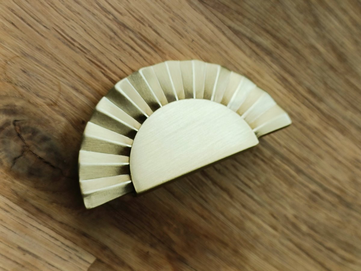 Golden sunray design cabinet pull/Gold brass drawer pull/Semi circle door handle/Brass furniture hardware/kitchen handles/home improvement