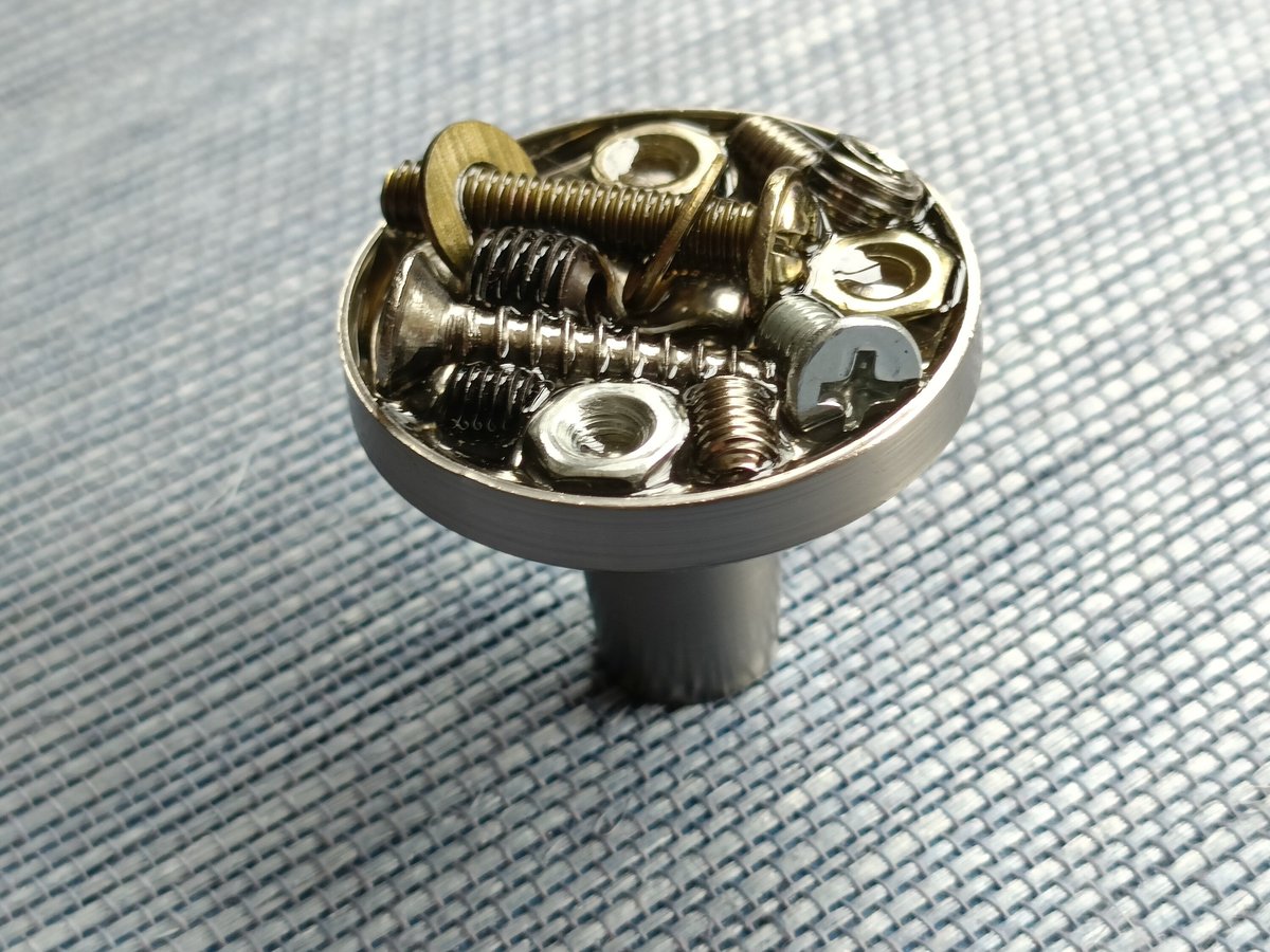 Unique nuts, washers and screws drawer pull/Silver nut style solid nickle cabinet knob/Industrial style door knob/man cave nickle hardware