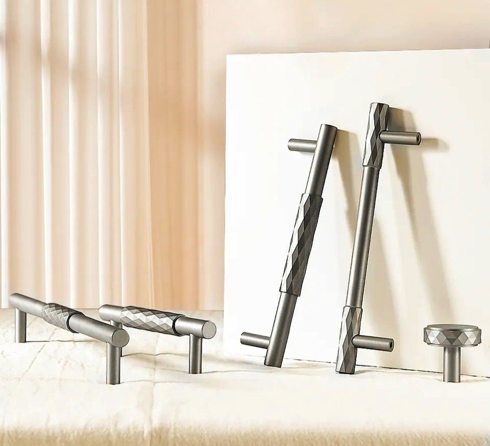 Silver nickel diamond pattern cabinet bar pull/grey silver drawer pull/silver kitchen hardware/matte silver cabinet pull/nickle door handle
