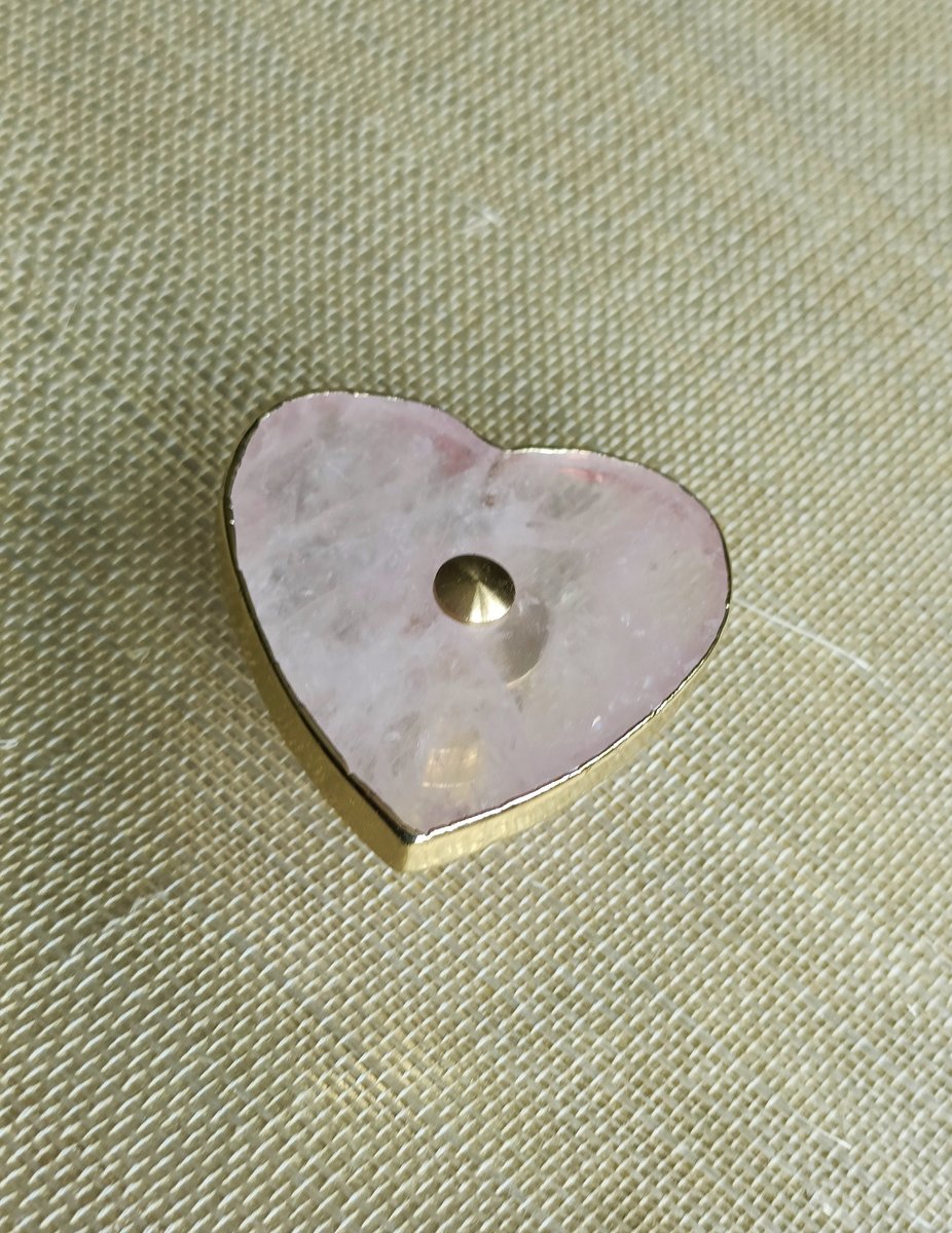 Heart shape rose quartz crystal and brass cabinet handle/Heart shaped gemstone drawer handle/Heart shaped pink crystal door handle