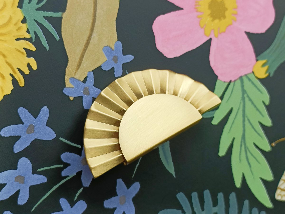 Golden sunray design cabinet pull/Gold brass drawer pull/Semi circle door handle/Brass furniture hardware/kitchen handles/home improvement