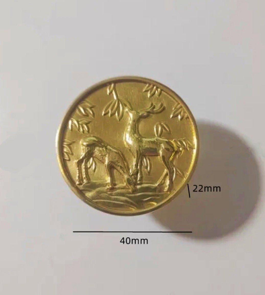 Gold Brass Woodland Scene Drawer handle/Deer and Stag Cabinet Pull/Gold Brass Stag Door Handle/woodland decor/Unusual Furniture hardware