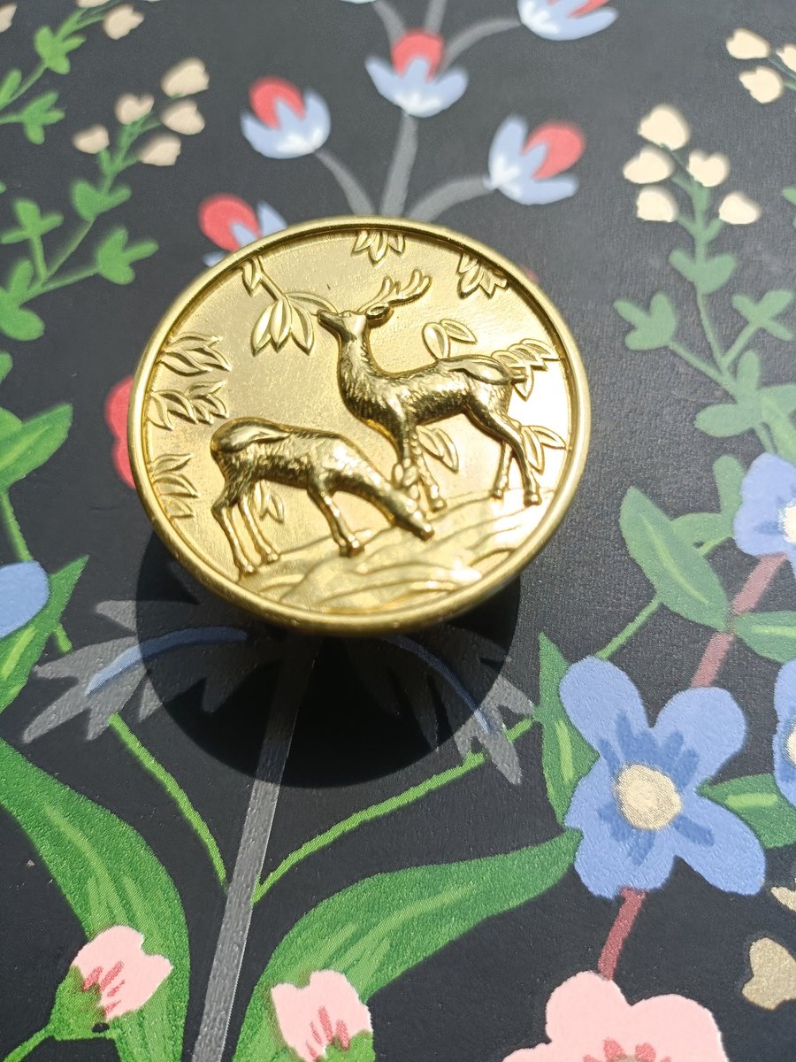 Gold Brass Woodland Scene Drawer handle/Deer and Stag Cabinet Pull/Gold Brass Stag Door Handle/woodland decor/Unusual Furniture hardware