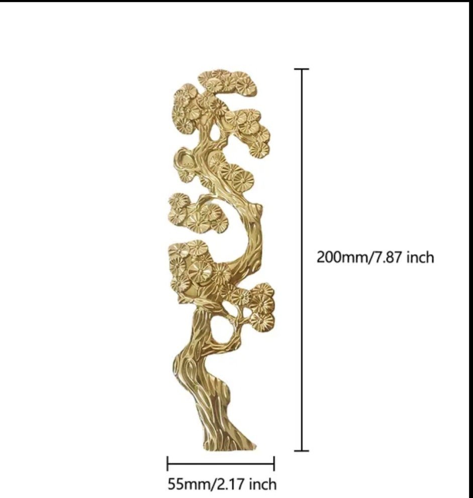 A Pair of cypress tree drawer handles/Gold wardrobe door handles/Large brass cabinet handles/Tree shaped door handles/Furniture hardware