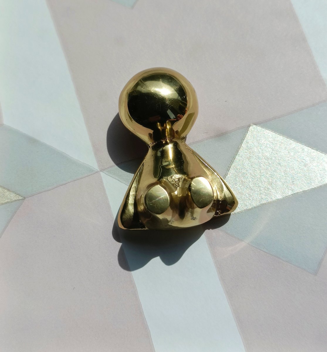 Gold brass man cabinet handle/Small man shaped door handle/Cartoon shaped figurine drawer handle/Child shaped brass furniture hardware