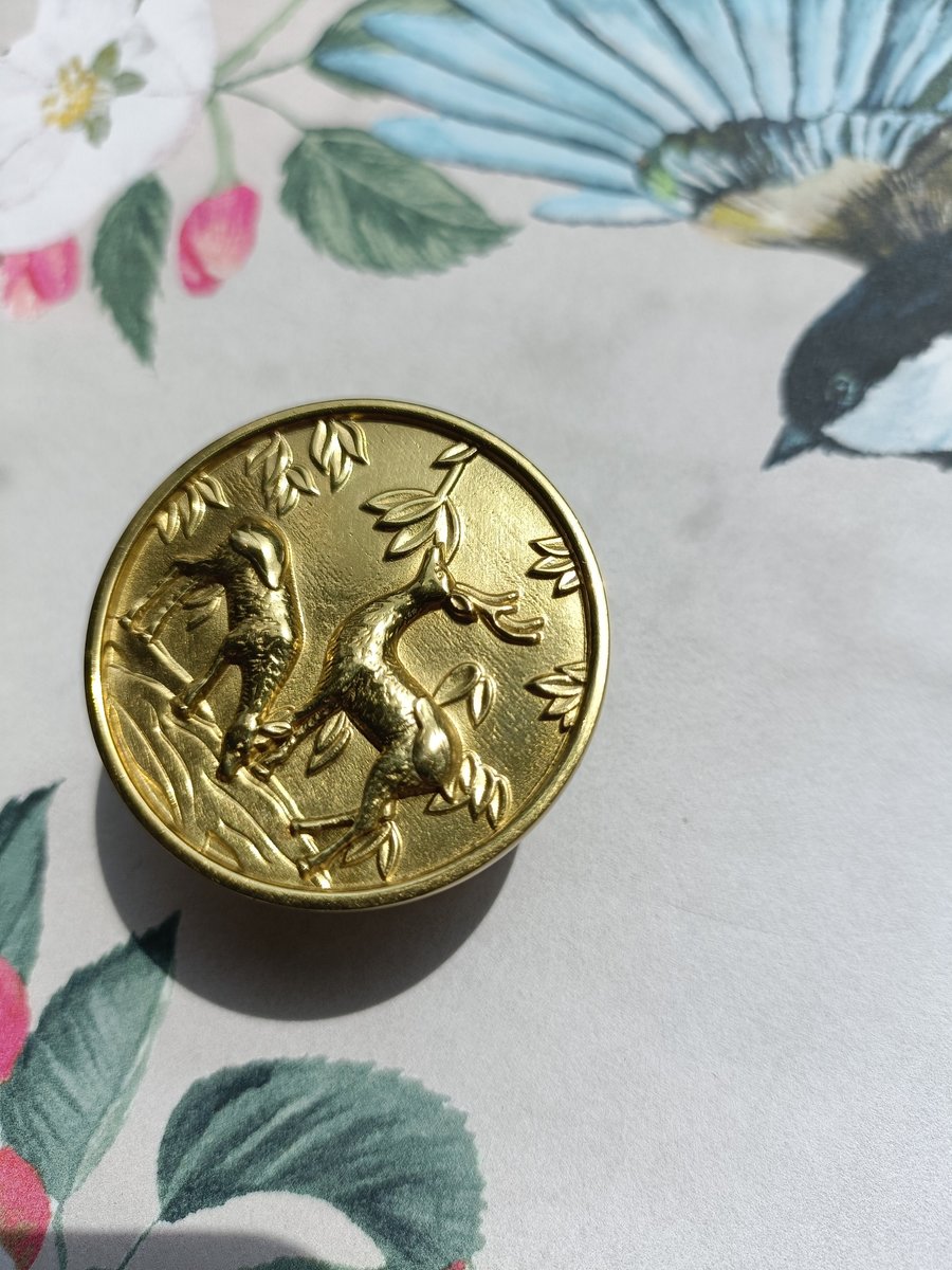 Gold Brass Woodland Scene Drawer handle/Deer and Stag Cabinet Pull/Gold Brass Stag Door Handle/woodland decor/Unusual Furniture hardware