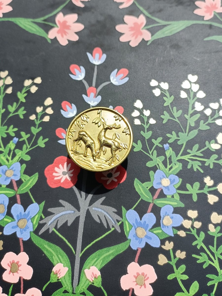 Gold Brass Woodland Scene Drawer handle/Deer and Stag Cabinet Pull/Gold Brass Stag Door Handle/woodland decor/Unusual Furniture hardware
