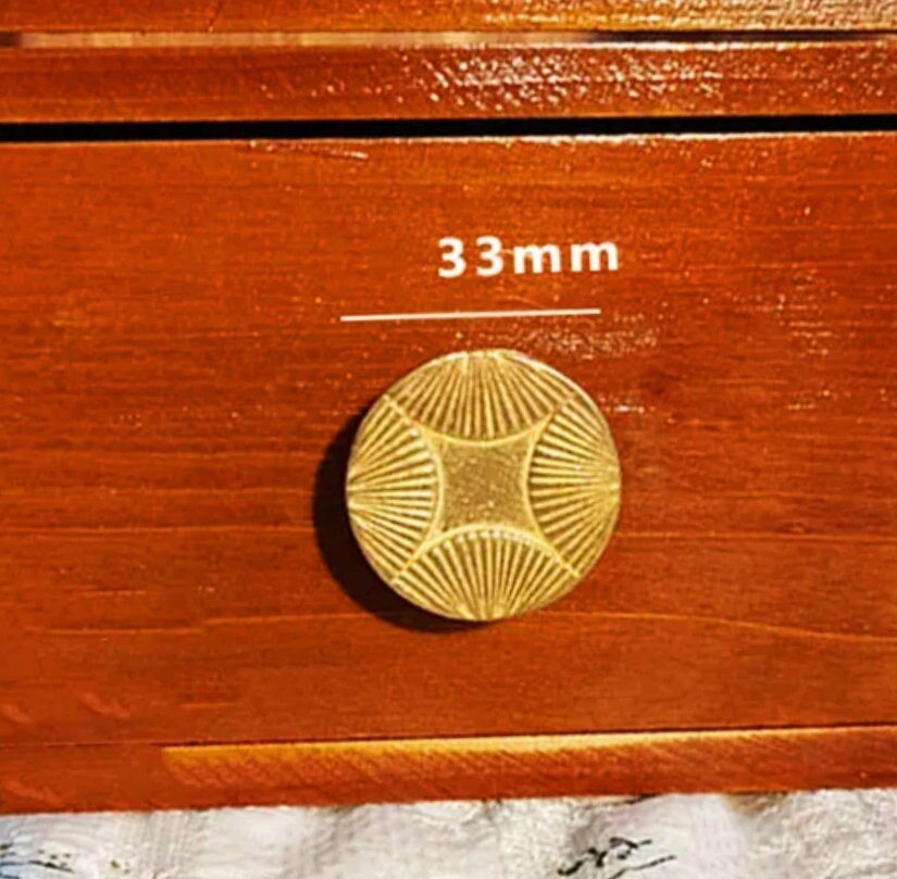 Gold geometric art deco door knob/round gold retro cabinet pull/vintage brass door handle/mid century modern drawer handle/button door knob