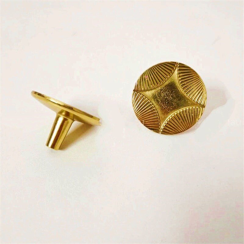 Gold geometric art deco door knob/round gold retro cabinet pull/vintage brass door handle/mid century modern drawer handle/button door knob