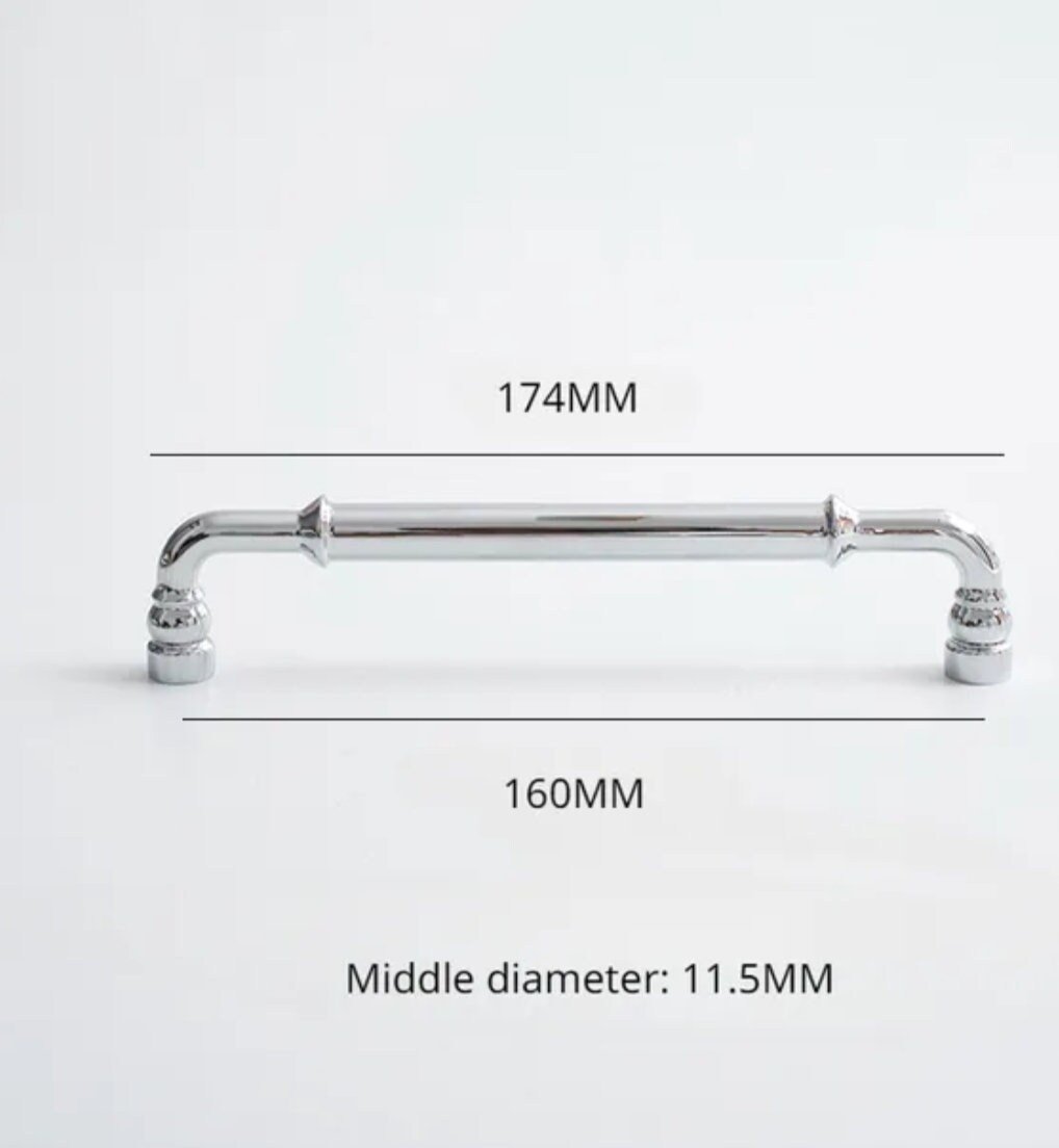 Traditional silver curved cabinet bar handle/Shiny silver drawer pull/silver chrome door handle/brass furniture hardware/kitchen hardware