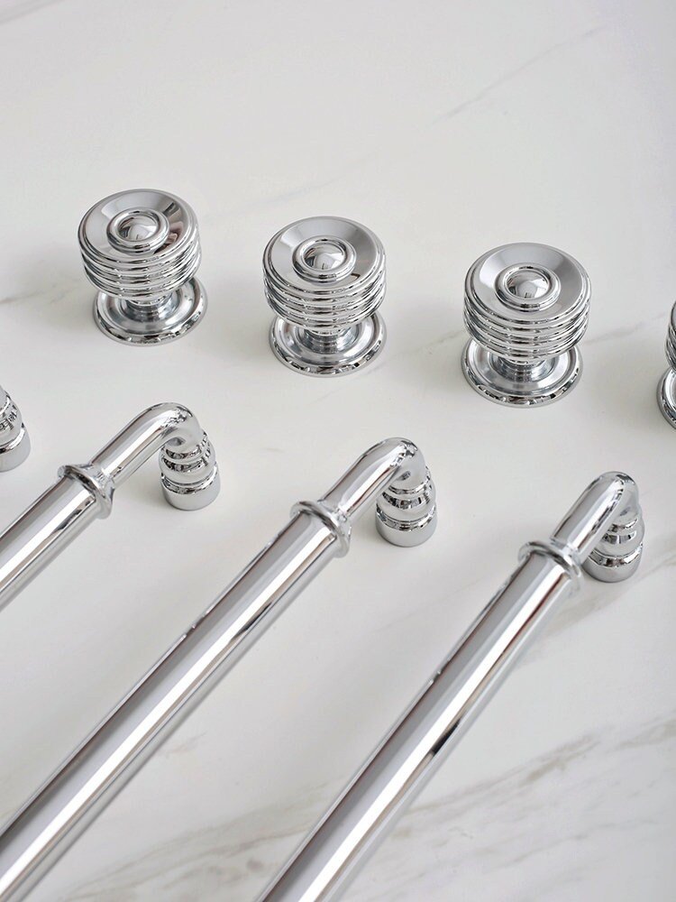 Traditional silver curved cabinet bar handle/Shiny silver drawer pull/silver chrome door handle/brass furniture hardware/kitchen hardware