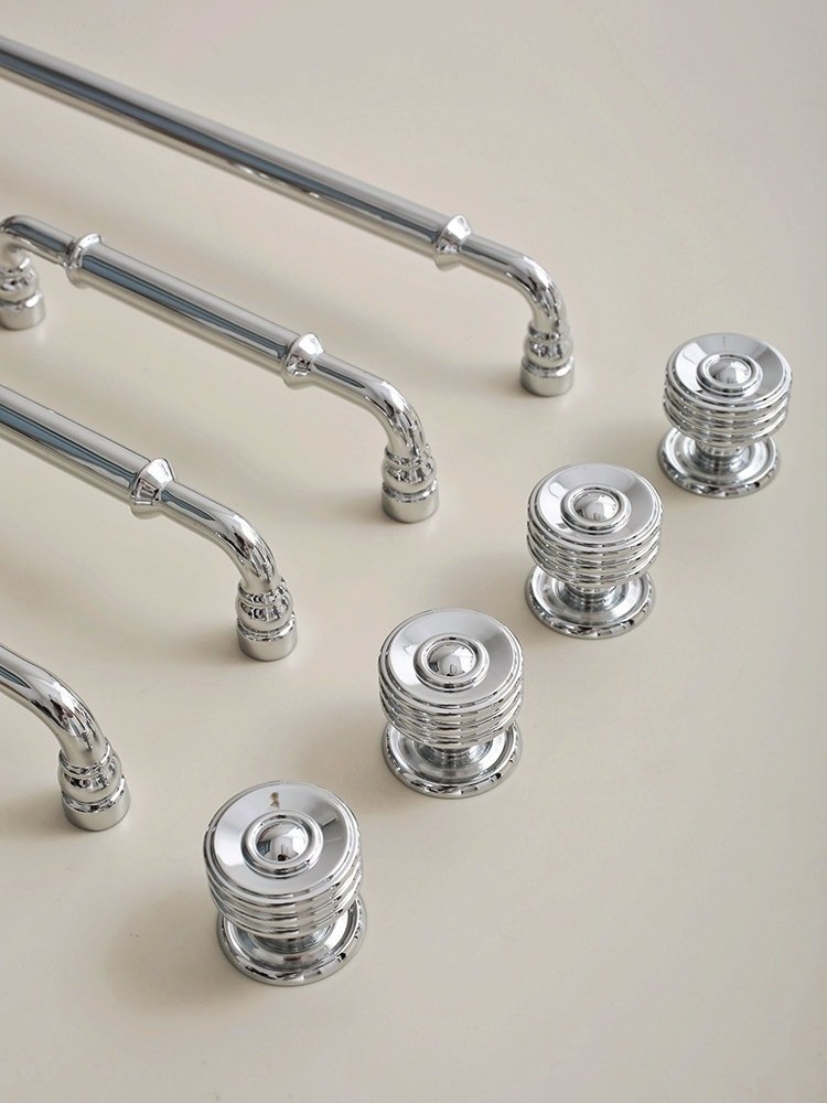 Traditional silver curved cabinet bar handle/Shiny silver drawer pull/silver chrome door handle/brass furniture hardware/kitchen hardware