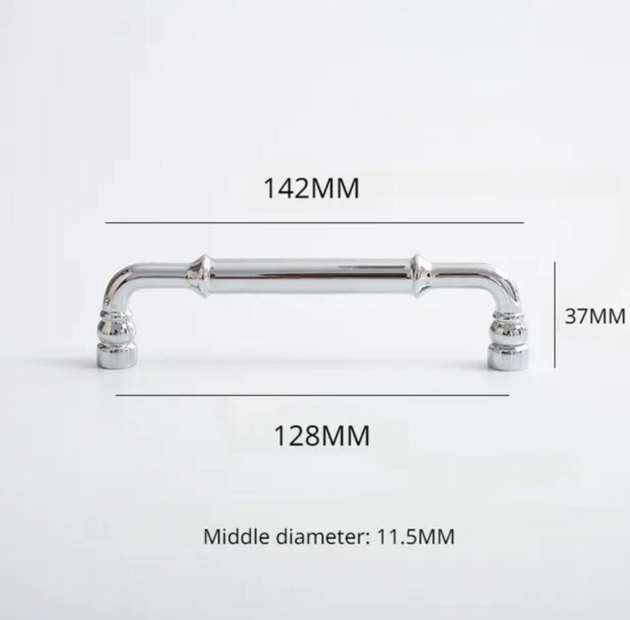 Traditional silver curved cabinet bar handle/Shiny silver drawer pull/silver chrome door handle/brass furniture hardware/kitchen hardware