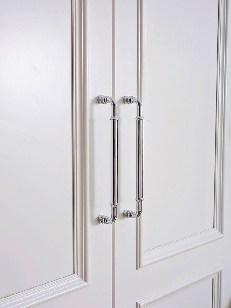 Traditional silver curved cabinet bar handle/Shiny silver drawer pull/silver chrome door handle/brass furniture hardware/kitchen hardware