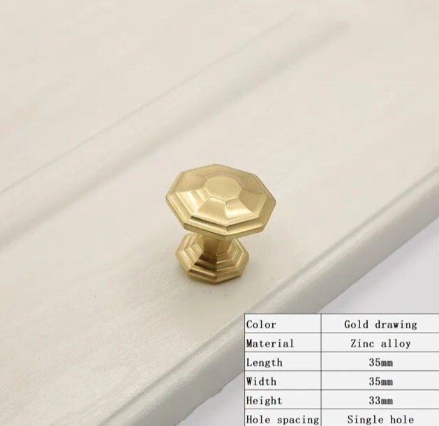 Hexagon shaped gold cabinet handle/Geometric style gold drawer pull/Gold furniture hardware/kitchen renovation/Gold Hexagonal door knob